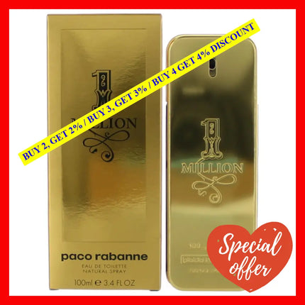 1 Million By Paco Rabanne 3.4 Oz Eau De Toilette Spray For Men