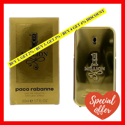 1 Million By Paco Rabanne 1.7 Oz Eau De Toilette Spray For Men