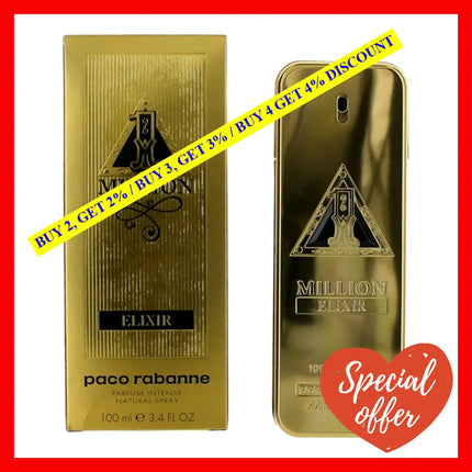 1 Million Elixir By Paco Rabanne 3.4 Oz Parfum Intense Spray For Men