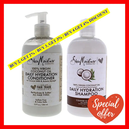 100 Percent Virgin Coconut Oil Daily Hydration Kit By Shea Moisture For Unisex - 2 Pc 13Oz Shampoo