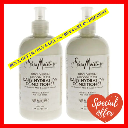 100% Virgin Coconut Oil Daily Hydration Conditioner - Pack Of 2 By Shea Moisture For Unisex 13 Oz