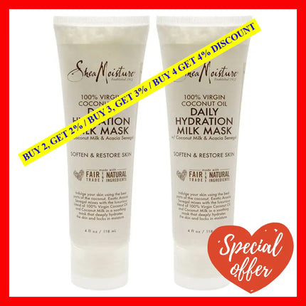 100% Virgin Coconut Oil Daily Hydration Milk Mask - Pack Of 2 By Shea Moisture For Unisex 4 Oz