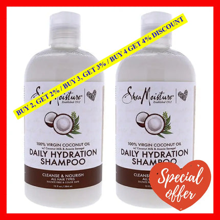 100% Virgin Coconut Oil Daily Hydration Shampoo - Pack Of 2 By Shea Moisture For Unisex 13 Oz