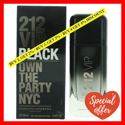 212 Vip Black By Carolina Herrera 3.4 Oz Eau De Parfum Spray For Men