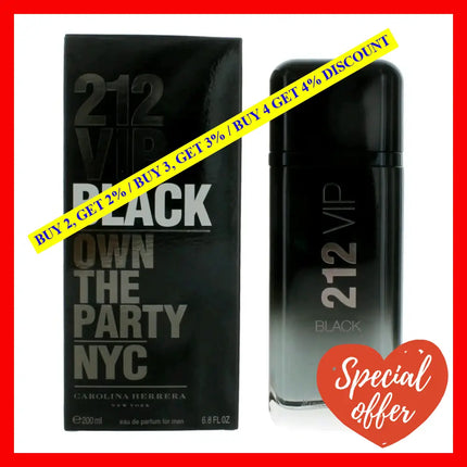 212 Vip Black By Carolina Herrera 6.8 Oz Eau De Parfum Spray For Men