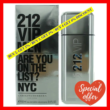 212 Vip By Carolina Herrera 3.4 Oz Eau De Toilette Spray For Men