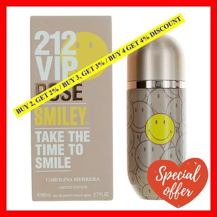 212 Vip Rose Smiley By Carolina Herrera 2.7 Oz Eau De Parfum Spray For Women