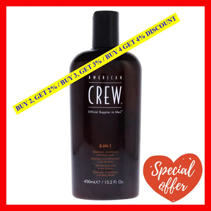 3-In-1 Shampoo And Conditoner Body Wash By American Crew For Men - 15.2 Oz