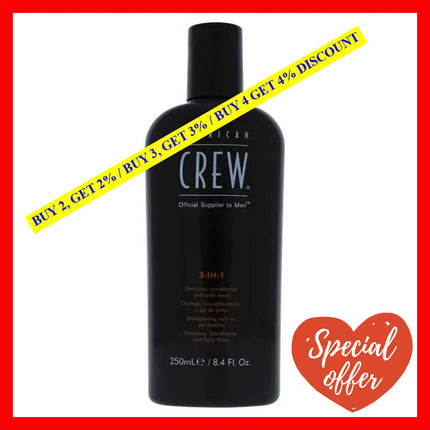 3 In 1 Shampoo Conditioner & Body Wash By American Crew For Men - 8.4 Oz