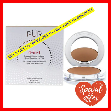 4-In-1 Pressed Mineral Makeup Powder Spf 15 - Mn3 Linen By Pur Cosmetics For Women 0.28 Oz