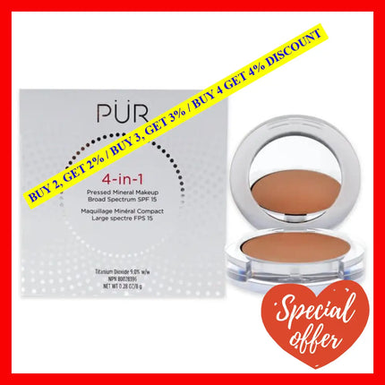 4-In-1 Pressed Mineral Makeup Powder Spf 15 - Mp3 Blush Medium By Pur Cosmetics For Women 0.28 Oz