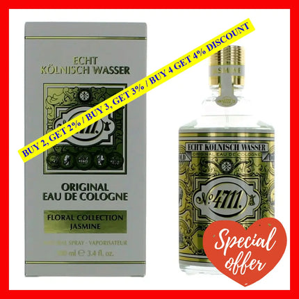 4711 Floral Collection Jasmin By 3.4 Oz Eau De Cologne Spray For Unisex