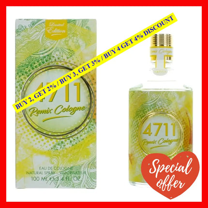 4711 Remix Cologne Lemon By Muelhens 3.4 Oz Eau De Spray For Unisex