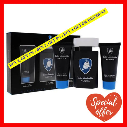 Acqua By Tonino Lamborghini For Men - 3 Pc Gift Set 4.2Oz Edt Spray 3.4Oz Shower Gel After Shave