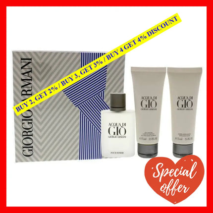 Acqua Di Gio By Giorgio Armani For Men - 3 Pc Gift Set 1.7Oz Edt Spray 2.5Oz All Over Body Shampoo