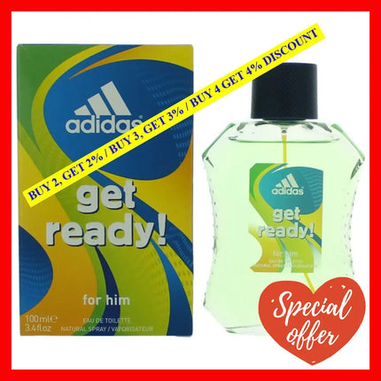 Adidas Get Ready By 3.4 Oz Eau De Toilette Spray For Men