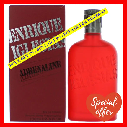 Adrenaline By Enrique Iglesias 3.4 Oz Eau De Toilette Spray For Men