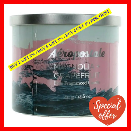 Aeropostale 14.5 Oz Soy Wax Blend 3 Wick Candle - Magnolia & Grapefruit