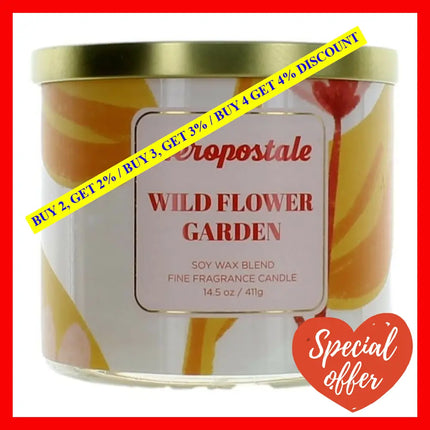 Aeropostale 14.5 Oz Soy Wax Blend 3 Wick Candle - Wild Flower Garden