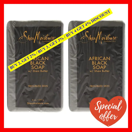 African Black Soap Bar Acne Prone & Troubled Skin - Pack Of 2 By Shea Moisture For Unisex 8 Oz