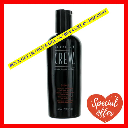 American Crew 3-In-1 By 3.3 Oz Shampoo Conditioner And Body Wash