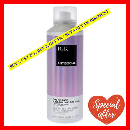 Antisocial Overnight Bond Building Dry Hair Mask By Igk For Unisex - 5 Oz Masque