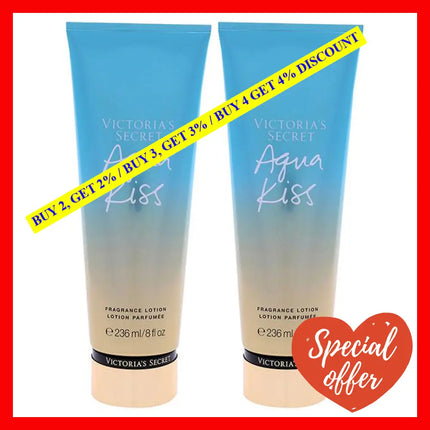 Aqua Kiss Fragrance Lotion By Victorias Secret For Women - 8 Oz Body Pack Of 2