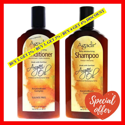 Argan Oil Daily Moisturizing Shampoo And Conditioner Kit By Agadir For Unisex - 2 Pc 12Oz