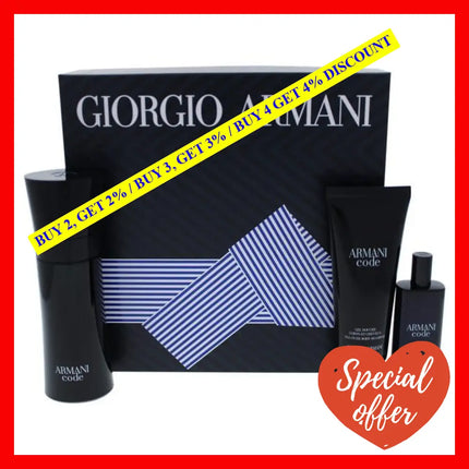 Armani Code By Giorgio For Men - 3 Pc Gift Set 2.5Oz Edt Spray 0.5Oz All Over Body Shampoo