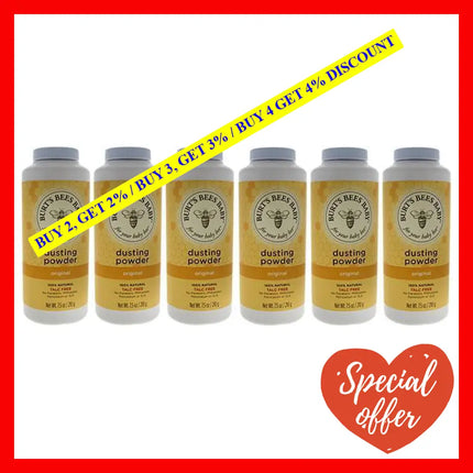 Baby Bee Dusting Powder Original By Burts Bees For Kids - 7.5 Oz Pack Of 6