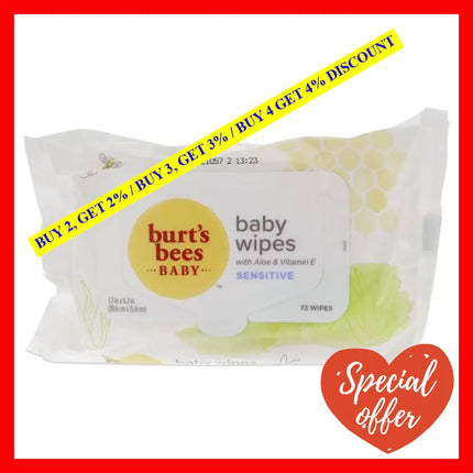 Baby Bee Wipes By Burts Bees For Kids - 72 Count