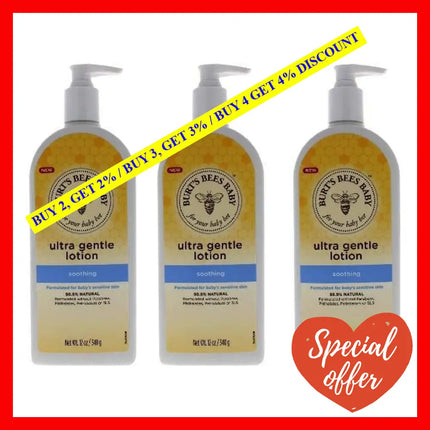 Baby Ultra Gentle Lotion - Soothing By Burts Bees For Kids 12 Oz Body Pack Of 3