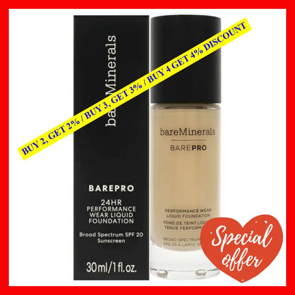 Barepro Performance Wear Liquid Foundation Spf 20 - 12 Warm Natural By Bareminerals For Women 1 Oz