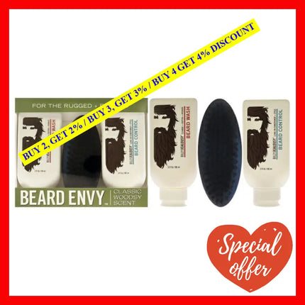 Beard Envy Kit By Billy Jealousy For Men - 3 Pc 3Oz Wash Control Brush