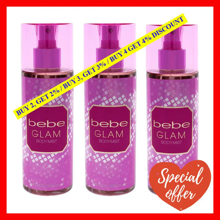 Bebe Glam By For Women - 8.4 Oz Body Mist Pack Of 3