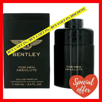 Bentley Absolute By 3.4 Oz Eau De Parfum Spray For Men