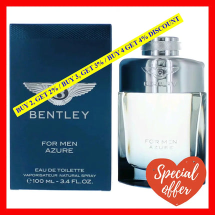 Bentley Azure By 3.4 Oz Eau De Toilette Spray For Men