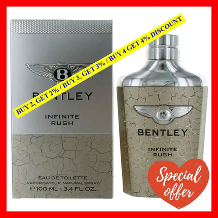 Bentley Infinite Rush By 3.4 Oz Eau De Toilette Spray For Men