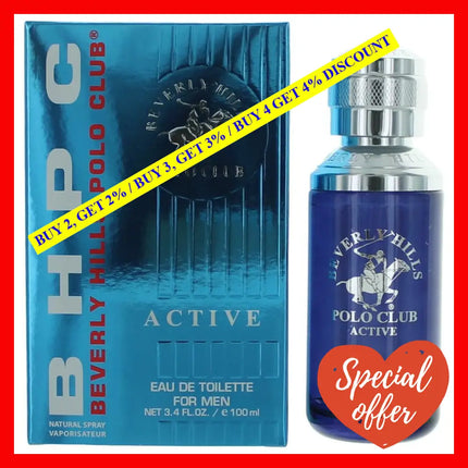 Bhpc Active/Sport By Beverly Hills Polo Club 3.4 Oz Eau De Toilette Spray For Men