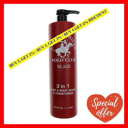 Bhpc Blaze By Beverly Hills Polo Club 33.8 Oz 3-In-1 Hair & Body Wash Conditioner For Men