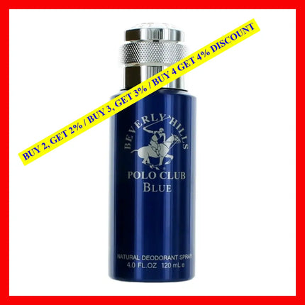 Bhpc Blue By Beverly Hills Polo Club 4 Oz Natural Deodorant Spray For Men