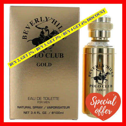 Bhpc Gold By Beverly Hills Polo Club 3.4 Oz Eau De Toilette Spray For Men