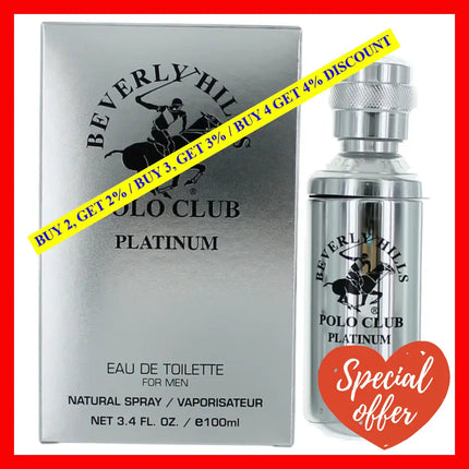 Bhpc Platinum By Beverly Hills Polo Club 3.4 Oz Eau De Toilette Spray For Men