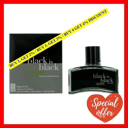 Black Is Sport By Nuparfums 3.4 Oz Eau De Toilette Spray For Men