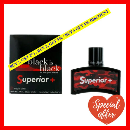 Black Is Superior By Nu Parfumes 3.4 Oz Eau De Toilette Spray For Men