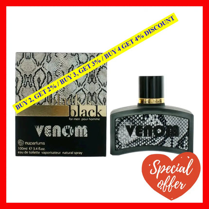 Black Is Venom By Nuparfums 3.4 Oz Eau De Toilette Spray For Men