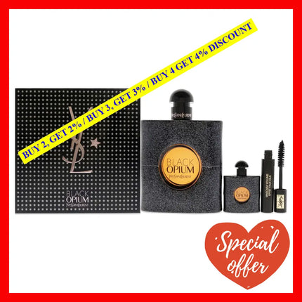 Black Opium By Yves Saint Laurent For Women - 3 Pc Gift Set 3Oz Edp Spray 0.25Oz Mini 0.06Oz Mascara