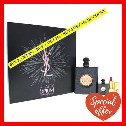 Black Opium By Yves Saint Laurent For Women - 3 Pc Gift Set 3Oz Edp Spray 0.25Oz Spalsh 0.05Oz