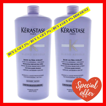 Blonde Absolu Bain Ultra Violet Shampoo By Kerastase For Unisex - 33.8 Oz Pack Of 2