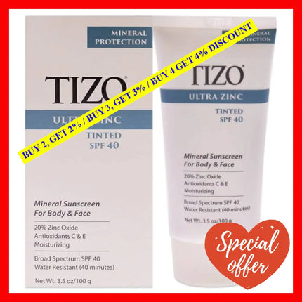 Body And Face Lightly Tinted Spf 40 By Tizo For Unisex - 3.5 Oz Sunscreen